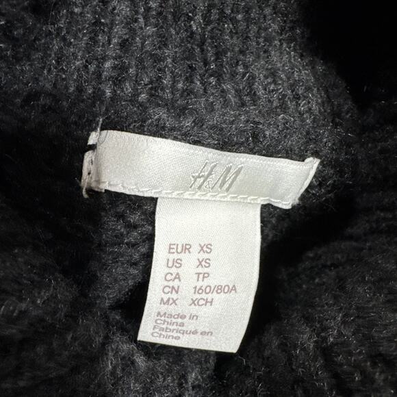H&M Turtleneck Sweater Women Size XS Acrylic Wool Alpaca Blend Charcoal Knit - Picture 3 of 10